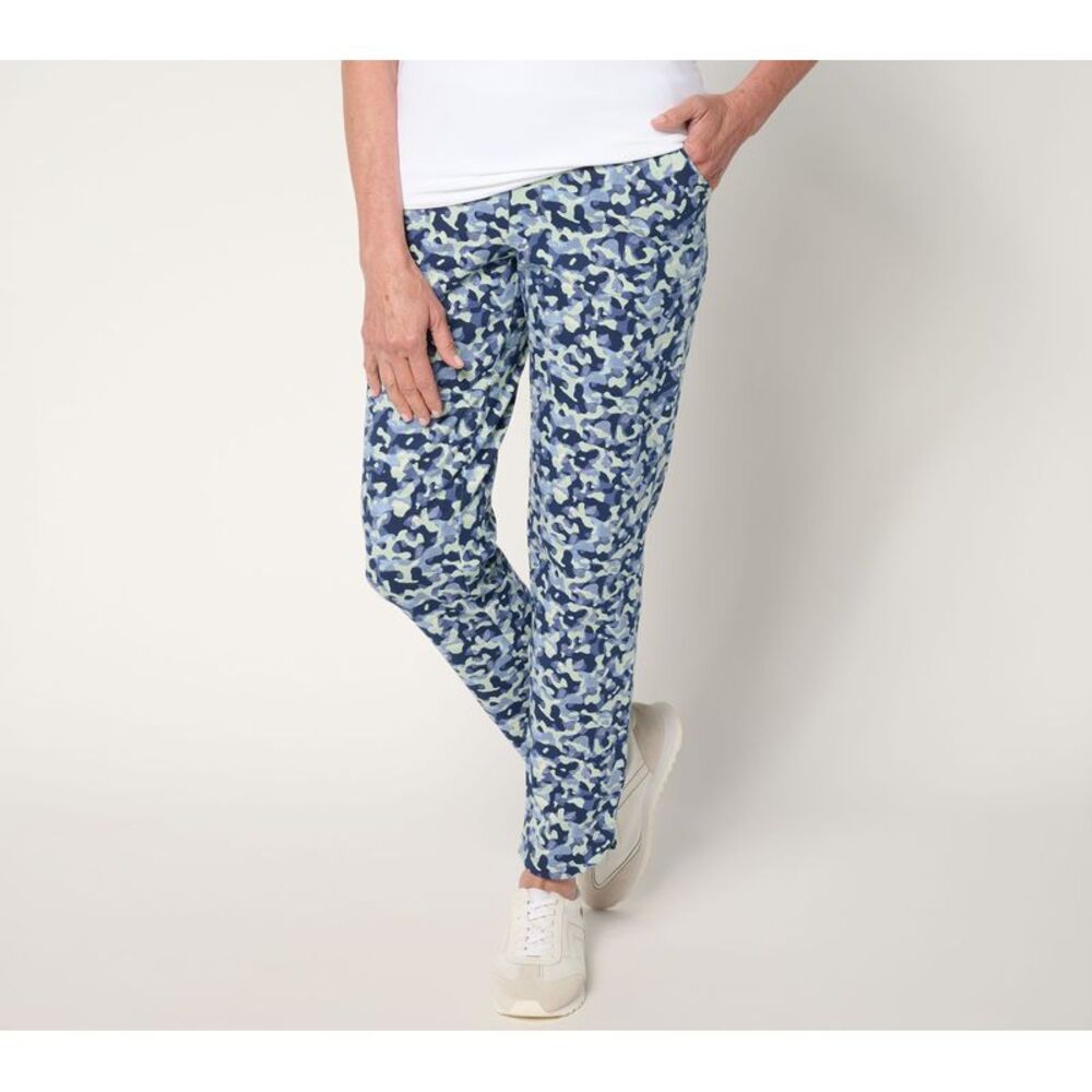 Denim & Co. Women's Pants Sz XL Active Duo Slim Leg Ankle Pant Blue A702909
